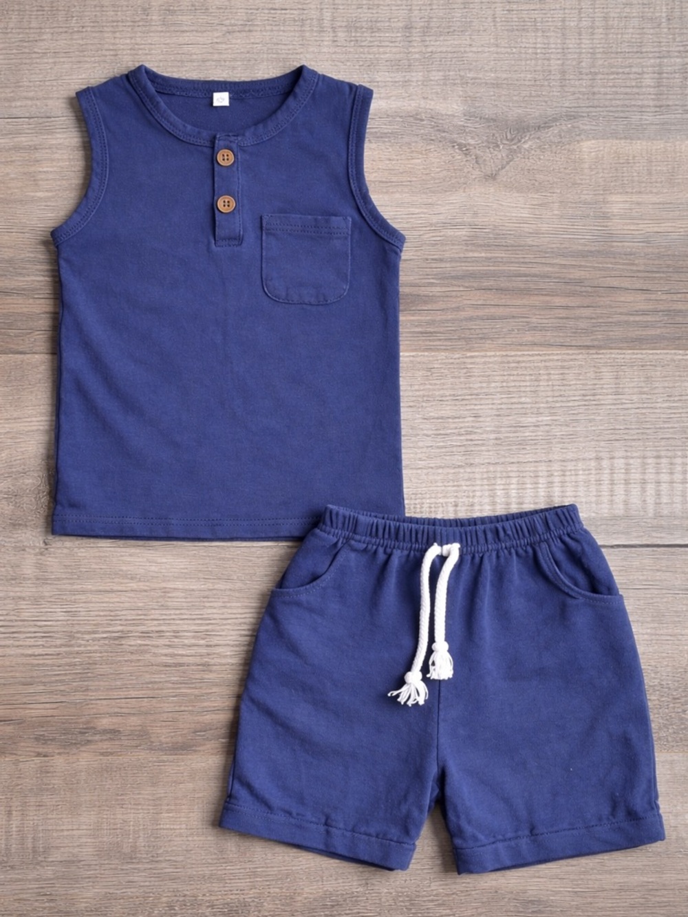 Toddler Boys Navy 2-Piece Outfit Set | Tank Top & Shorts | Size 110 (approx. 3T)
